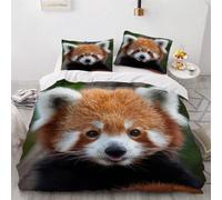 MEVASA Housse de Couette 220x240 3D Impression Microfibre Housse de Couette Panda Panda Roux Animal Mignon Parure de lit 2 Personnes avec Fermeture Éclair avec 2 Taies d'oreiller