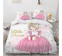 MEVASA Housse de Couette 220x240 3D Impression Microfibre Housse de Couette Princesse Rose Princesse Parure de lit 2 Personnes avec Fermeture Éclair avec 2 Taies d'oreiller
