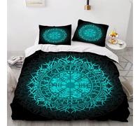 MEVASA Housse de Couette 220x240 3D Impression Microfibre Housse de Couette Viking Noir Parure de lit 2 Personnes avec Fermeture Éclair avec 2 Taies d'oreiller