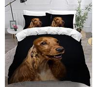 MEVASA Housse de Couette 240x260 Beau Cocker Parure de Lit 2 Personnes 3D Motif Luxueuse Microfibre Adulte Housse de Couette Chien Animal Noir avec 2 Taies d'oreiller 50x75