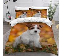 MEVASA Housse de Couette 240x260 Jack Russel Terrier Parure de Lit 2 Personnes 3D Motif Luxueuse Microfibre Adulte Housse de Couette Chien Animal avec 2 Taies d'oreiller 50x75