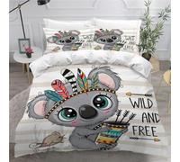 MEVASA Koala Housse de Couette 200x200 Koala Mignon De Bande Dessinée Parure de Lit 3 Pièces Enfant GarçOn Fille Ado Ultra Doux Microfibre Ensemble de Literie avec Fermeture éclair