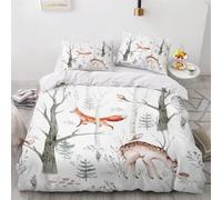 MEVASA Renard Housse de Couette 200x200 Animaux De La Forêt Parure de Lit 3 Pièces Enfant GarçOn Fille Ado Ultra Doux Microfibre Ensemble de Literie avec Fermeture éclair