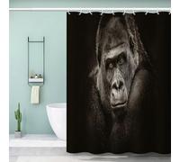 MEVASA Rideau de Douche 180x200 Chimpanzés Rideau de Douche Antibactérien Moisissur Imprime 3D Animaux Noir Rideau Baignoire Moderne Rideaux De Salle De Bain Lavable