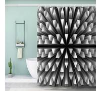 MEVASA Rideau de Douche 180x200 Géométrie Rideau de Douche Antibactérien Moisissur Imprime 3D Noir Blanc Art Abstrait Rideau Baignoire Moderne Rideaux De Salle De Bain Lavable