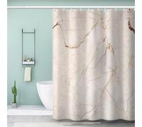MEVASA Rideau de Douche 180x200 Marbre Rideau de Douche Antibactérien Moisissur Imprime 3D Beige Rideau Baignoire Moderne Rideaux De Salle De Bain Lavable