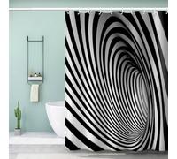 MEVASA Rideau de Douche Anti Moisissur Géométrique Rideau de Douche 180x180 Imprime en 3D Art Deco Rideau de Douche Noir Blanc Art Abstrait Rideaux de Salle de Bains Opaque Polyester