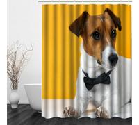 MEVASA Rideau de Douche Anti Moisissur Jack Russel Terrier Rideau de Douche 180x180 Imprime en 3D Art Deco Rideau de Douche Chiot Mignon Rideaux de Salle de Bains Opaque Polyester