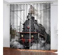 MEVASA Rideau Former Locomotive à Vapeur Rideaux Occultant Chambre Fille Garcon 2 Pièces Rideaux Chambre Ado Isolation Thermique et Réduction du Bruit Rideaux 200x160 cm LxH