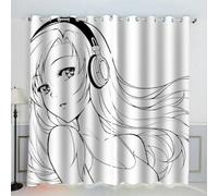 MEVASA Rideau Occultant Animé Rideaux Chambre Enfant Moderne 3D Rideaux Jolie Fille Isolant Thermique Anti Froid Polyester Rideaux Petite Fenetre 140x160 cm LxH