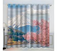 MEVASA Rideau Occultant Oeillet Paysage Japonais Montagne Japonaise 3D Motif Isolant Thermique Rideaux Chambre Décoration De Fenêtre pour Enfant Adulte Rideaux Court 234x137 cm LxH
