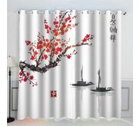 MEVASA Rideau Occultant Style Japonais Rideaux Chambre Enfant Moderne 3D Rideaux Art Japonais Isolant Thermique Anti Froid Polyester Rideaux Petite Fenetre 140x160 cm LxH