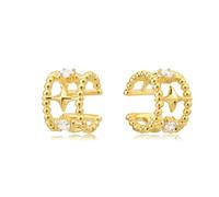 MEVECCO Boucles d'oreilles plaquées or 18 carats pour cartilage d'oreille non percé - Petites boucles d'oreilles épaisses simples et minimalistes faites à la main - Hypoallergéniques - Cadeau pour