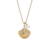 MEVECCO Collier avec pendentif océan pour femme, plaqué or 18 carats, perles d'imitation oxyde de zirconium, bijoux de plage bohème, 18"- 20", Métal, Pas de pierre précieuse