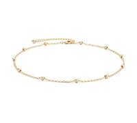 MEVECCO Collier ras du cou délicat en or 14 carats plaqué or 14 carats avec petites perles délicates et chaîne ondulée minimaliste pour femme, 13 inches x 0.2 inches x 0.1 inches, Laiton, Pas de