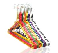 Mevo Cintres en Métal Coloré pour Armoire et Buanderie, 50 Pièces, 40 cm, Arc-en-Ciel, Antidérapants, Multicouche, Poudre et Chromé