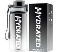 Mevoly Gourde Enfant 500ML, Tritan Gourde Sport Motivation sans BPA, Transparente avec Graduée, Anti Fuite, Bouteille 0,5 Litre pour Fille, Garcon, École, Maternelle (Forêt Noire)