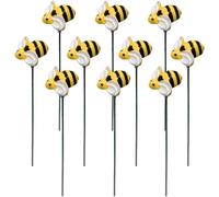 Mevronisshop-10 Pièces Piquets De Jardin D'abeilles Décor En Métal Ornements D'art De Cour Printemps Été Résine Bourdons Piquets De Jardin Avant Cour Art Pics Floraux Pour Allée Patio