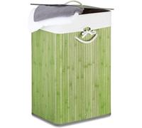 MEVRONISSHOP-10019053 Panier à linge pliant corbeille pliable rectangle en bambou 83 litres 65 cm hauteur HxlxP 65,5 x 43,5 x 33,5 cm, vert
