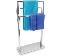 MEVRONISSHOP-10019257 porte-serviettes sur pied en inox 3 tringles 86 x 50 x 20 cm à poser avec surface chromée 3 barres au design style moderne, gris argenté