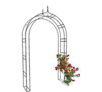 MEVRONISSHOP-10020028 Arche à rosiers pointue Tuteur de plantes grimpantes Support de jardin fer noir en métal obélisque pour fleurs arceaux colonne H x l x P: 242 x 138 x 35,5 cm