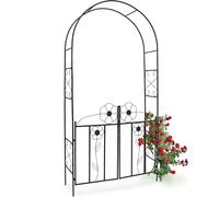 MEVRONISSHOP-10020031 Arche à rosier Arceau de jardin décoration tuteur avec portillons en fer époxy Support pour plantes grimpantes-H x l x P: 228 x 116 x 36,5 cm-noir