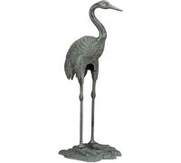 Mevronisshop-10022962_470 Décoration De Jardin Grue Cendré Oiseau Métal Statue Fonte Étang Extérieur Intérieur Hxlxp: 75x35x22 Cm, Vert