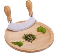 Mevronisshop-10027485 Berceuse, Hachoir Demi-Lune, Couteau Inox Herbes, Planche Bambou, Hxd: 2 X 20 Cm, Nature