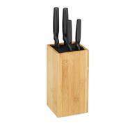 Mevronisshop-10028872 Bloc Bambou Non Garni, Porte Bois, Rangement Universel 6 Couteaux, H X D 24x12 Cm, Nature