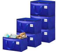 Mevronisshop-100l Grand Sac De Rangement, Lot De 6 Imperméable Sacs De Déménagement Avec Fermeture Éclair Et Poignée, Boite Rangement Vetement Couettes, Alternative Aux Cartons Déménagement, Bleu