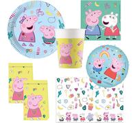 Mevronisshop-10215314dy - Set De Fête Peppa Pig, 46 Pièces De Vaisselle Jetable Pour Anniversaire D'enfant Et Fête À Thème, Décoration De Table, Unbekannt