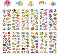 Mevronisshop-12 Feuilles 3d Autocollants Stickers Animaux Marins Pour Enfants,Thème Poisson,3d Mousse Sous La Mer Gommettes Animaux De L'océan Pour L'artisanat Créatures De La Mer,Décoration À Faire