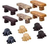 Mevronisshop-12 Mini Banc En Résine Artificielle Mini Souche De Racine Mobilier De Jardin Miniature Bancs De Parc Ornement Pour Terrariums En Mousse Micro Paysage Pour Maison De Poupée Bonsaï Statues
