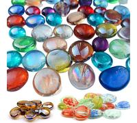 Mevronisshop-150pcs Billes Plates, Galets De Verre Ornementaux, Galets De Verre, Cabochons En Verre Colorés Pour L'aménagement Paysager Des Aquariums, Pour L'aménagement Paysager Des Aquariums,Diy