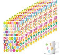 Mevronisshop-15pcs Autocollants Lettre, Stickers Alphabet, Prenom, Lettres Adhésives, Alphabétiques Numéro Alphabet Coloré Gommettes Enfants (Couleur Bonbon)