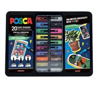 Mevronisshop-186832 - Set De Marqueurs Posca, 20 Stylos Acryliques Dans Un Étui, Set De Marqueurs Pop Colours, Pointe Pwe5m 1,8-2,5 Mm