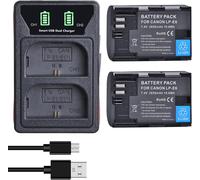 MEVRONISSHOP-2 batteries LP-E6 + LED Chargeur USB intégré avec port de type C pour Canon LP-E6, LP-E6N et Canon EOS 5D Mark II/III, 5DS, 5DS R, 6D, 7D, 70D, 80D, XC10, Blackmagic 4K/6K