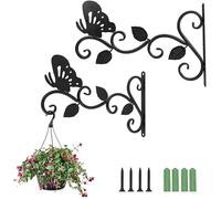 MEVRONISSHOP-2 Pièces Support Mural pour Plante, Balcon, Crochet de Suspension avec 4 Vis et 4 Vis D'expansion, pour Lanterne Mangeoire à Oiseaux