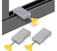 MEVRONISSHOP-2 Pièces Verrou Baie Coulissante Bloc Baie Vitrée Coulissante Avec Clé Fermeture Baie Coulissante d'aluminium Sécurité Réglable Anti vol Bloque Porte Coulissante Pour La Sécurité Des Enf