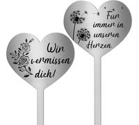 Mevronisshop-2 Stèles Funéraires En Métal En Forme De C?Ur Avec Inscription Wir Vermissen Dich Für Immer In Unseren Herzen Décoration Funéraire Résistante Aux Intempéries Pour Cimetière Jardins Cours