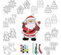 Mevronisshop-20 Attrape-Soleil De Noël, Vitraux À Peindre & Décorer Avec Pinceaux, Rubans & Peinture - Cadeau, Loisirs Créatifs, Activité Créative Pour Enfants