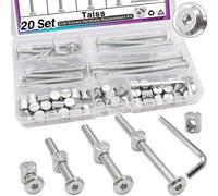 Mevronisshop-20 Ensembles De Vis De Lit De Bébé M6x20mm/40mm/60mm/80mm Kit De Remplacement De Matériel De Vis De Lit De Bébé, Boulons De Vis Hexagonaux À L'intérieur Avec Écrou De Tête Ronde/Clé Hexa