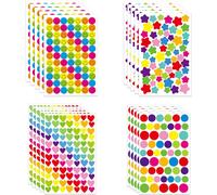 Mevronisshop-20 Feuilles Gommettes Autocollantes Enfants, 1375 Pièces Kids Stickers Forme De Coeurs Étoiles Pois Autocollants Colorés Pour Diy Accessoires Activites Manuelles Pour Enfants