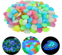 MEVRONISSHOP-200 Pcs Pierre Lumineuse, Galet Lumineux Cailloux Artificiels Pierres Décoratives dans la Nuit pour Jardin Extérieur Aquarium Passerelles Piscine Chemin Pelouse Cour (Multicolore)