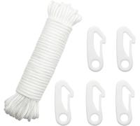 Mevronisshop-20m Corde Pour Drapeau, Corde Pour Mât De Drapeau, En Nylon, 6 Mm D'épaisseur, Avec 5 Pcs Mousquetons, Pour Extérieur, Vêtements, Camping, Jardin, Swing, Escalade, Voile, Haute Résistanc