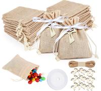 Mevronisshop-24 Pièces Sachets En Jute, Sac Toile De Jute Avec Cordon De Serrage, Sac Cadeau Réutilisable, Pour Mariage, Fête, Pochon Tissu Pour Bijoux, Bonbons (8 X 10 Cm)