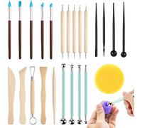 Mevronisshop-24pcs Outil De Poterie Sculpture Argile Burin Modelage, Outils De Sculpture,Kit D'outils Poterie Pour Céramique,Pour Sculpture,Artiste Diy,Art De Gaufrage,Menuiserie,Pour Débutants Ou Pr