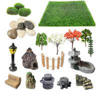 MEVRONISSHOP-26 PCS Mini Zen Accessoires de Jardin, Accessoires de Jardin Féerique, Kit Miniature Jardin pour Décoration de Maison de Poupée, Mini Jardin