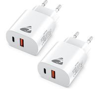 MEVRONISSHOP-2Pack Chargeur USB C, 20W Prise USBC Adaptateur Secteur Type C PD+QC Double Mural Prise Bloc Type C Chargeur Rapide pour iPhone 16 15 14 13 12 11 Pro Max XS XR X 8 7 6 SE iPad,Samsung Ga