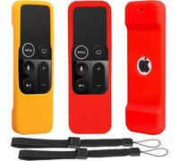MEVRONISSHOP-2pcs étuis de Protection à Distance antidérapants compatibles avec télécommandes Apple TV 4K 4e 5e génération Siri - Coque en Silicone pour télécommande TV 4 4K (Rouge + Orange)